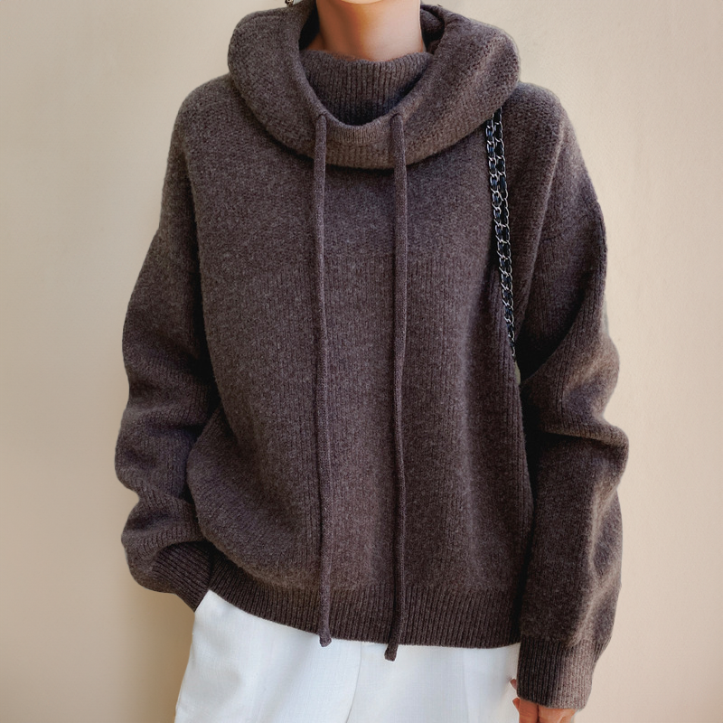 Oversized Hoodie Jumper | High Neck Drawstring Design