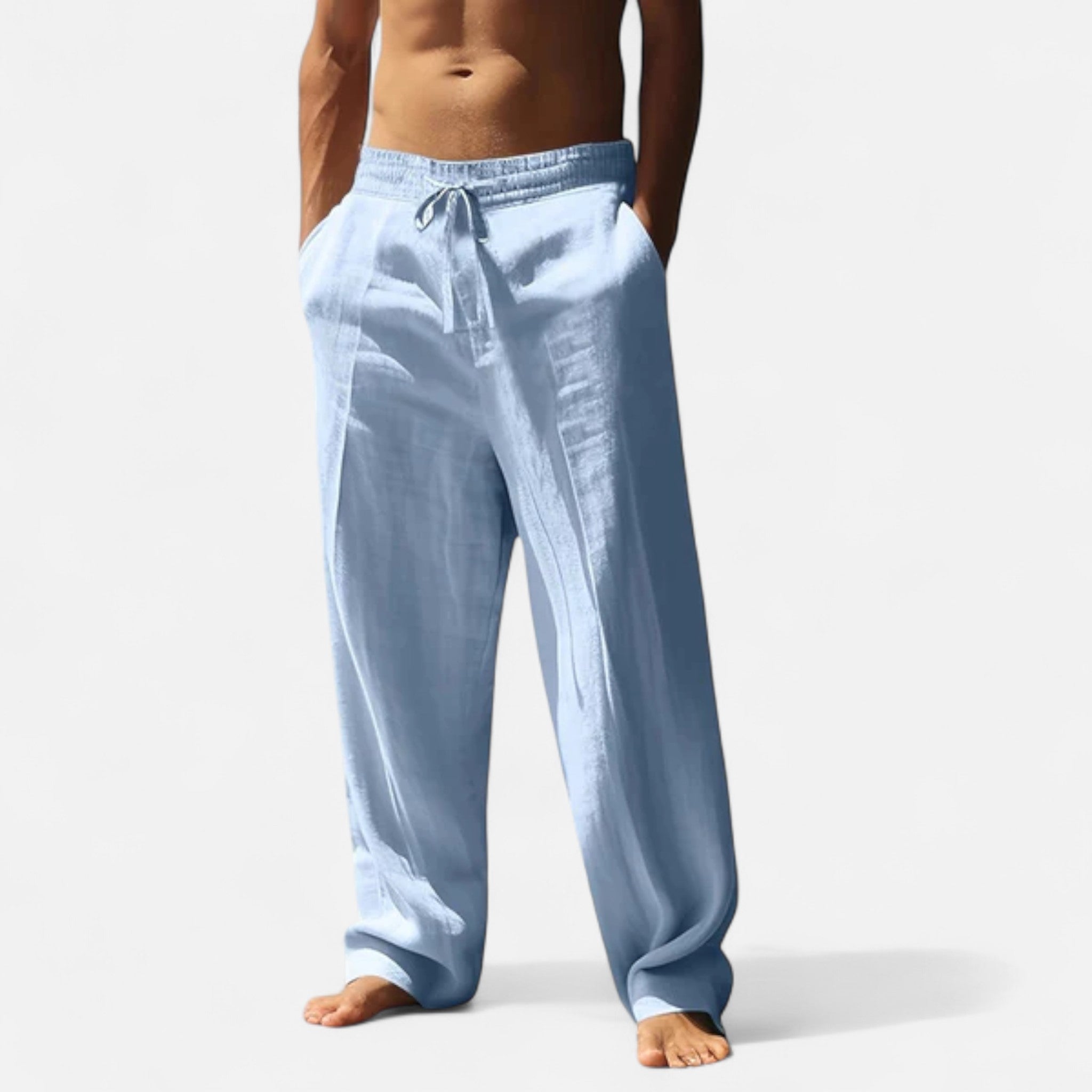 Relaxed Drawstring Wide-Leg Linen Trousers