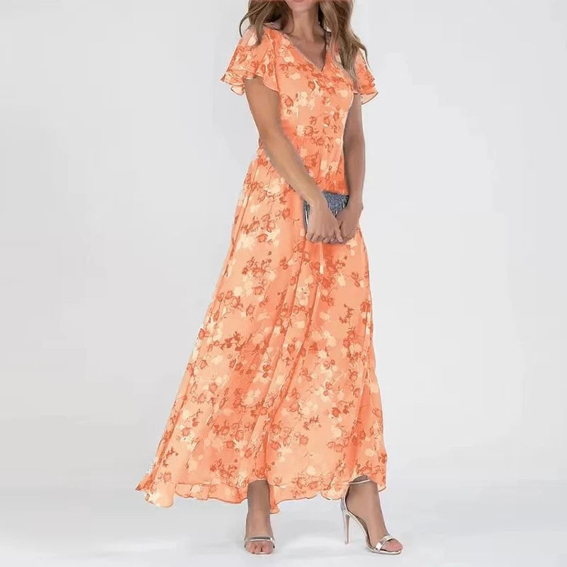 Women's Floral Wedding Guest Summer Maxi Dress
