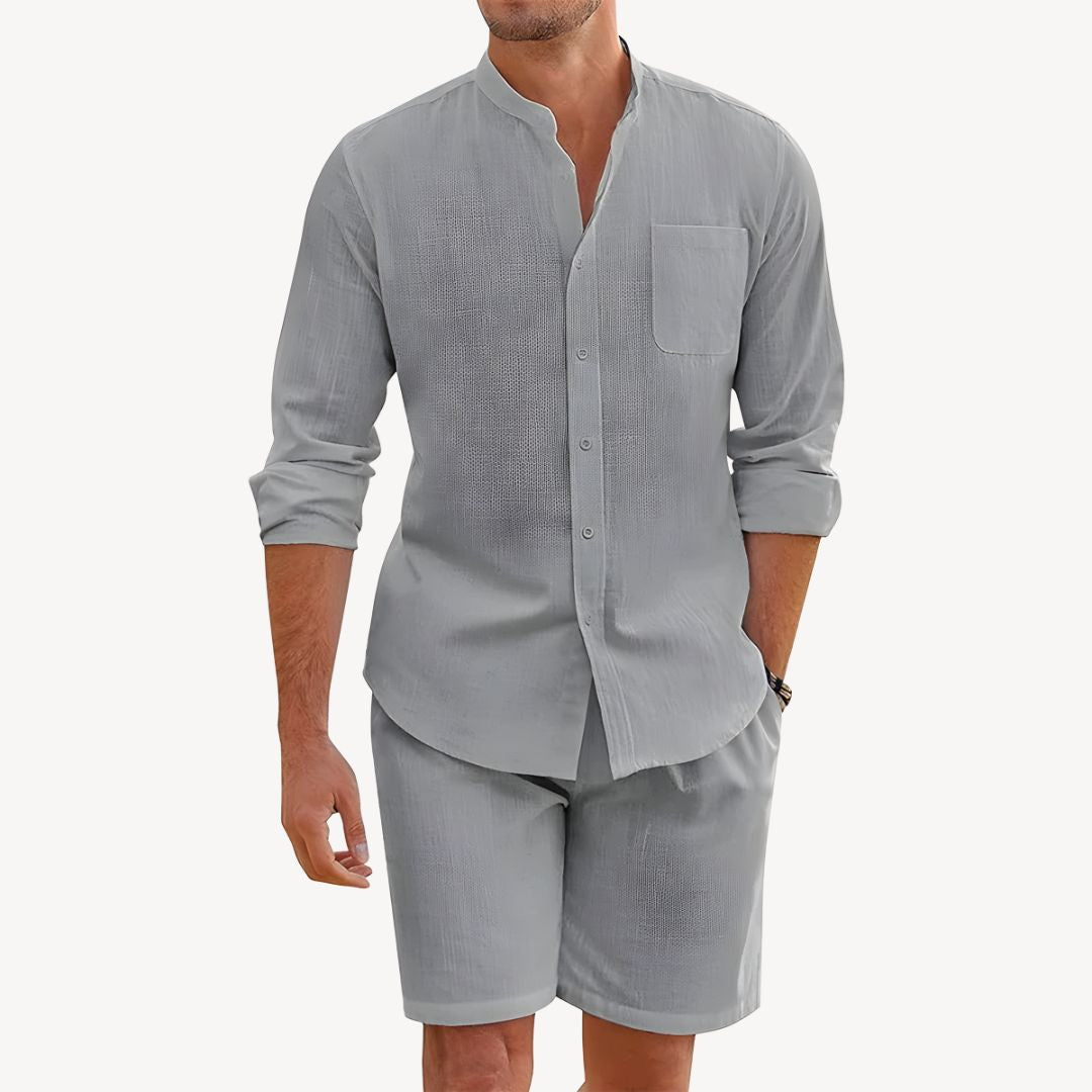 Men's Long Sleeve Shirt & Shorts Set