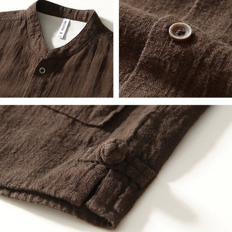 Shirt | Grandad Collar Patch Pockets