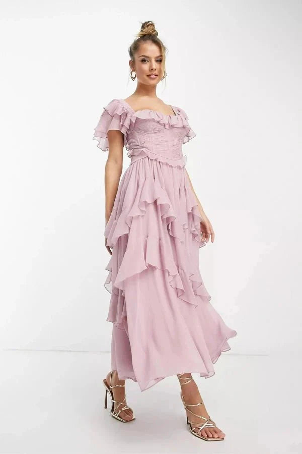 Midi Dress Women's Sweetheart Corset