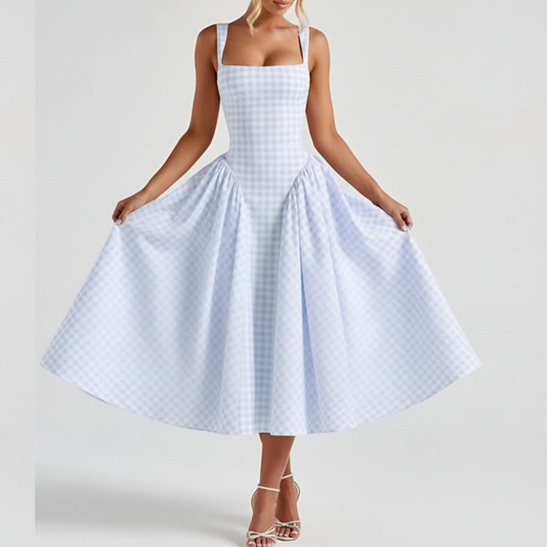 Women's Gingham Pocket Midi Sundress