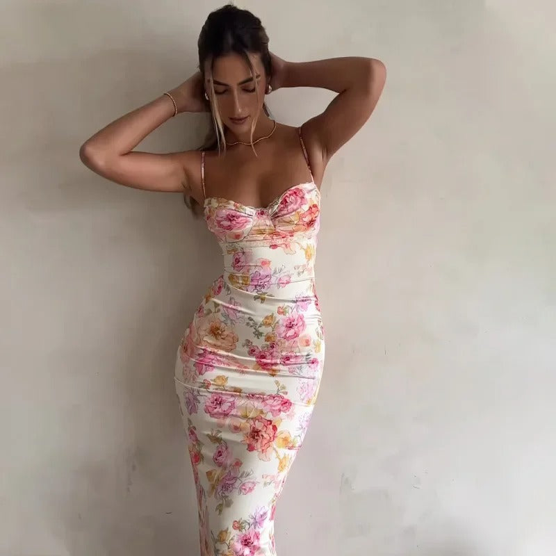 Elegant Floral Maxi Dress | Bodycon Women's