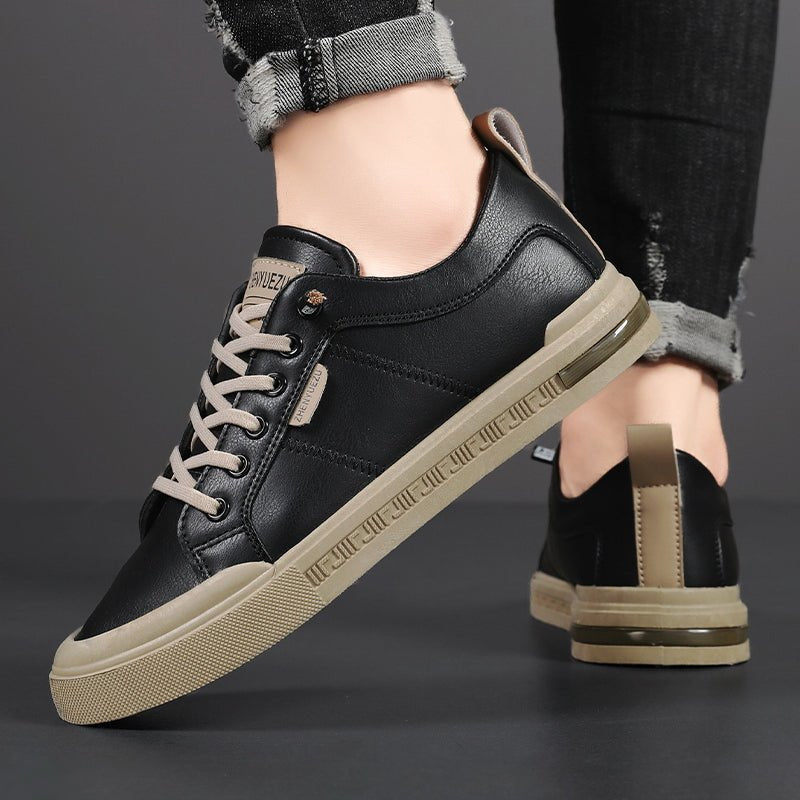 Men's Leather Two-Tone Sneakers with Cushioned Insole Full