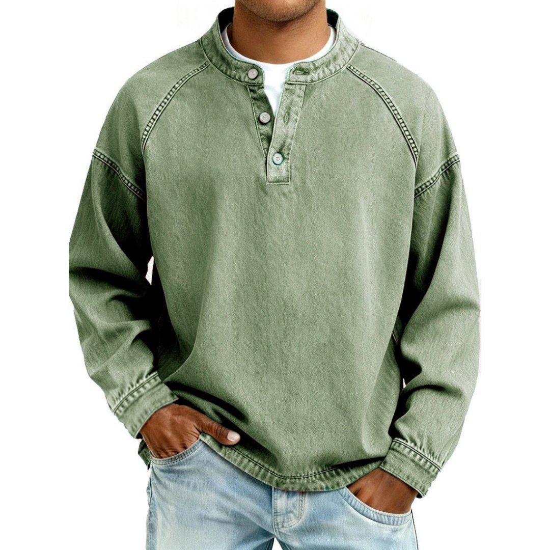 Men's Vintage Long Sleeve Denim Shirt Full