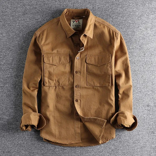 Men’s Trucker Jacket | Utility Work Shirt With Button Up And Chest Pockets