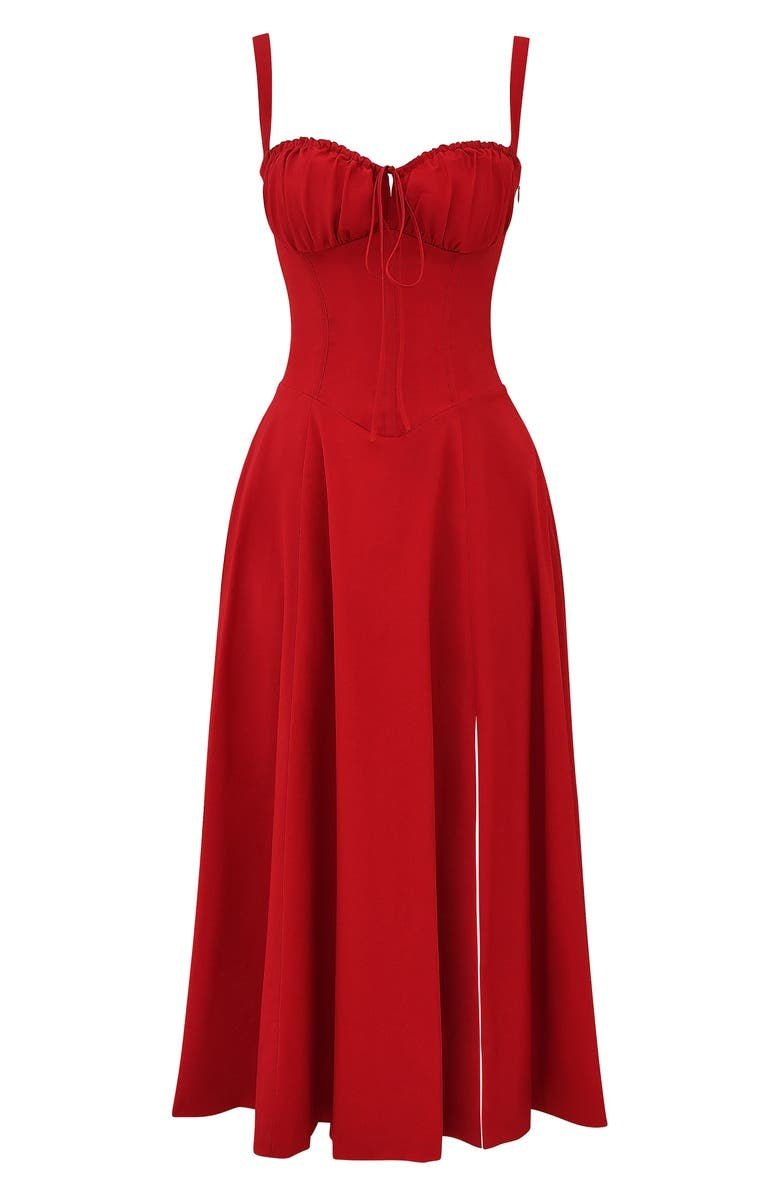 Women's Figure-Flattering Floral Corset Midi Dress