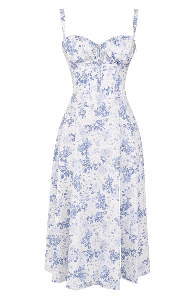 Women's Figure-Flattering Floral Corset Midi Dress