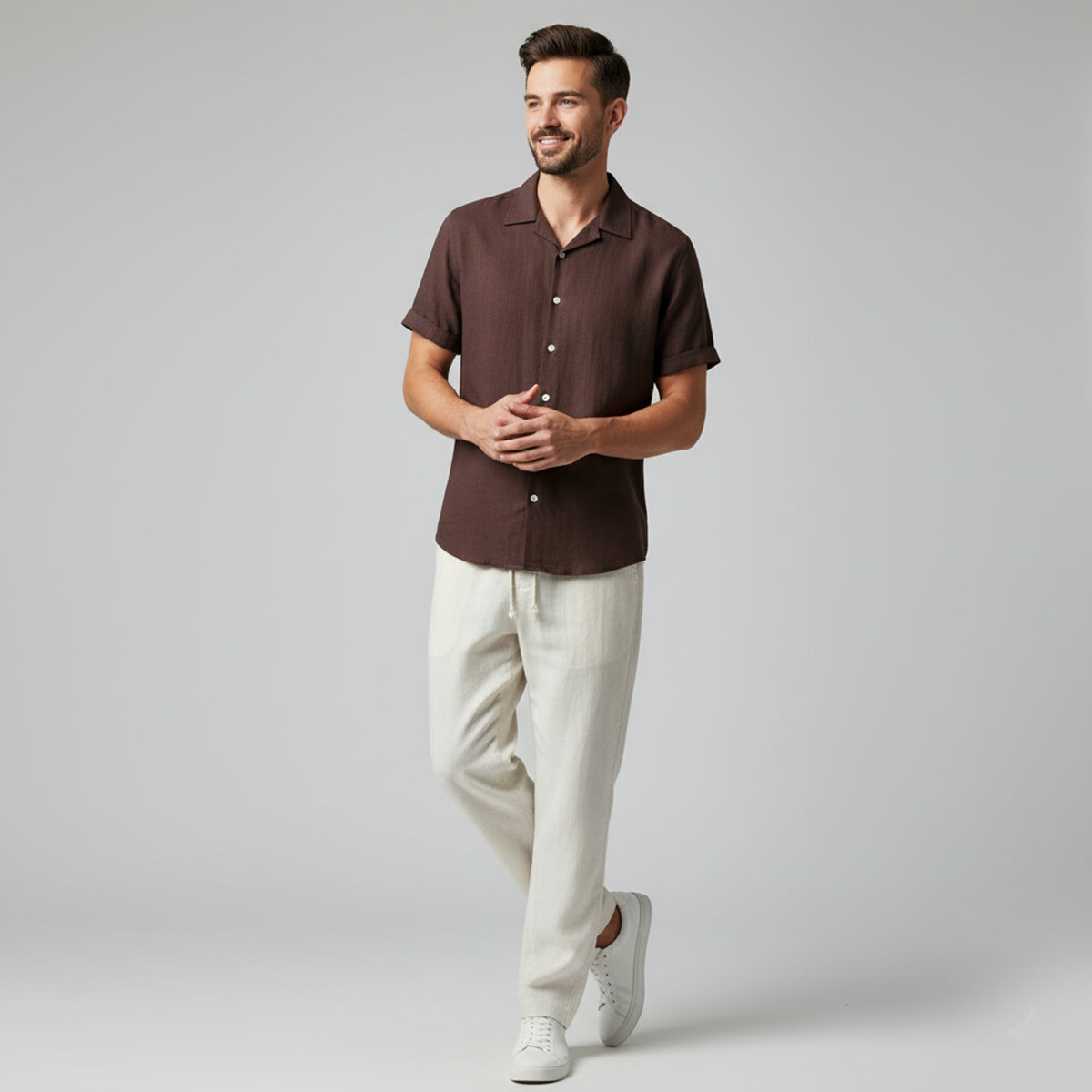 Men’s Two-Piece Linen Shirt & Trousers Set