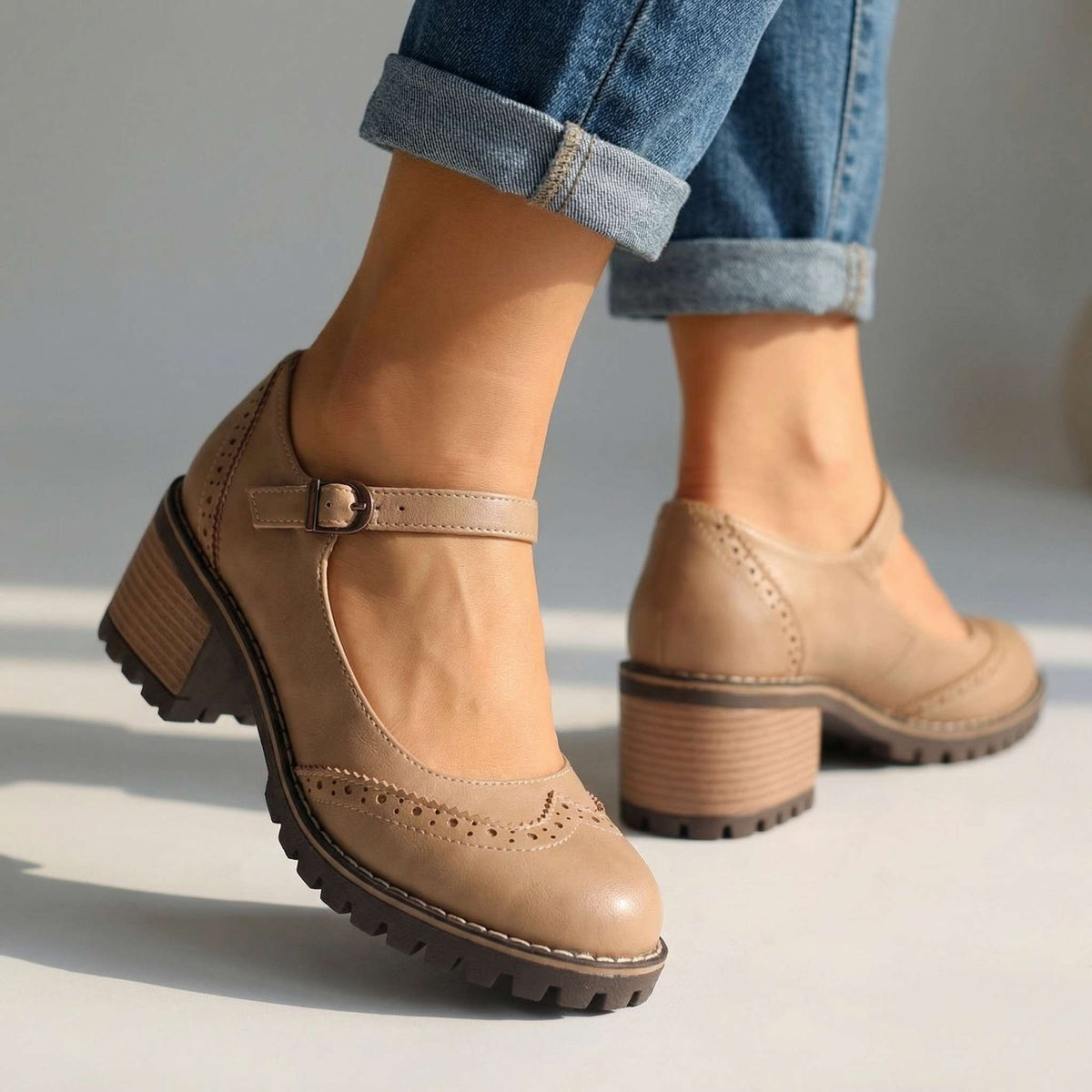 Women's Classic T-Strap Heels | Closed Toe with All-Day Comfort Full