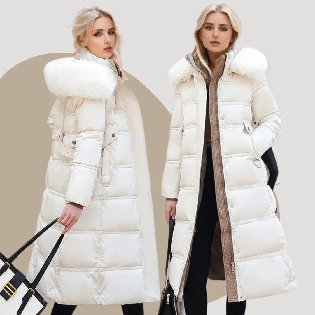 Women's Designer Winter Parka Jacket with Fur Hood View 18