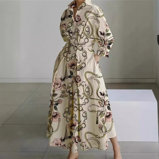 Women's Elegant Front Wrap Collared Maxi Dress Front
