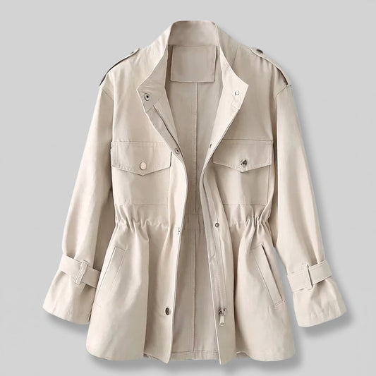 Women's Tailored Overcoat with Cinched Waist Front