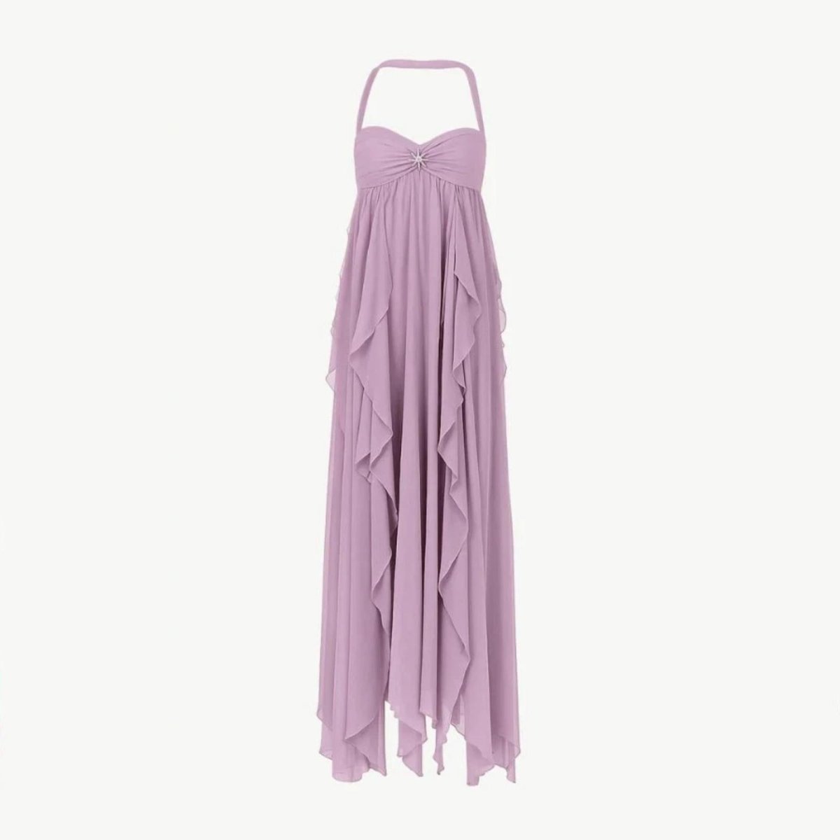 Women's Halterneck Ruffle Maxi Dress