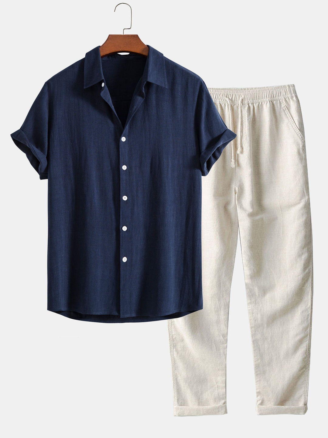 Men’s Linen Band Collar & Trousers Co-Ord