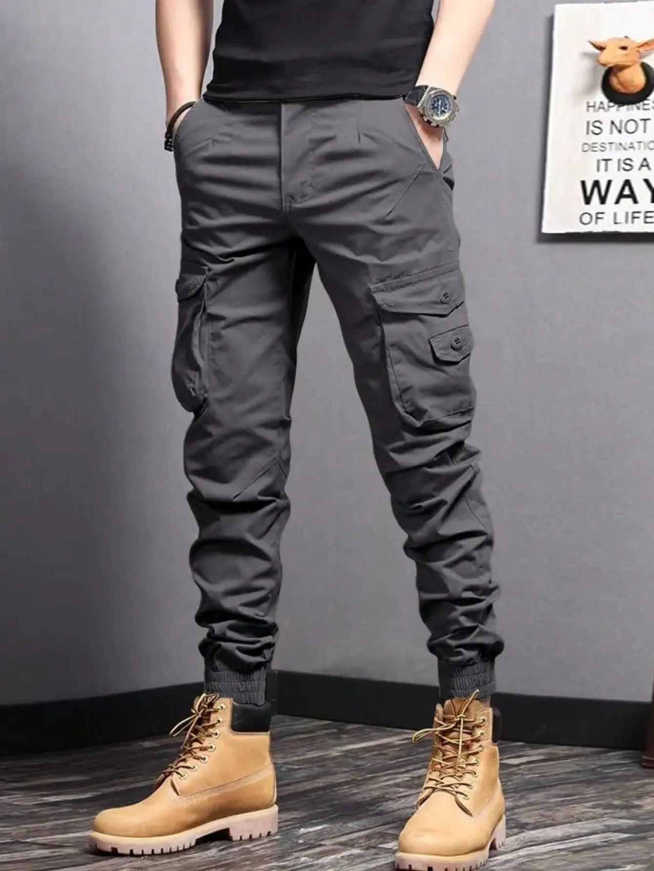 Cargo Trousers | Tapered Fit with Pocket Detail