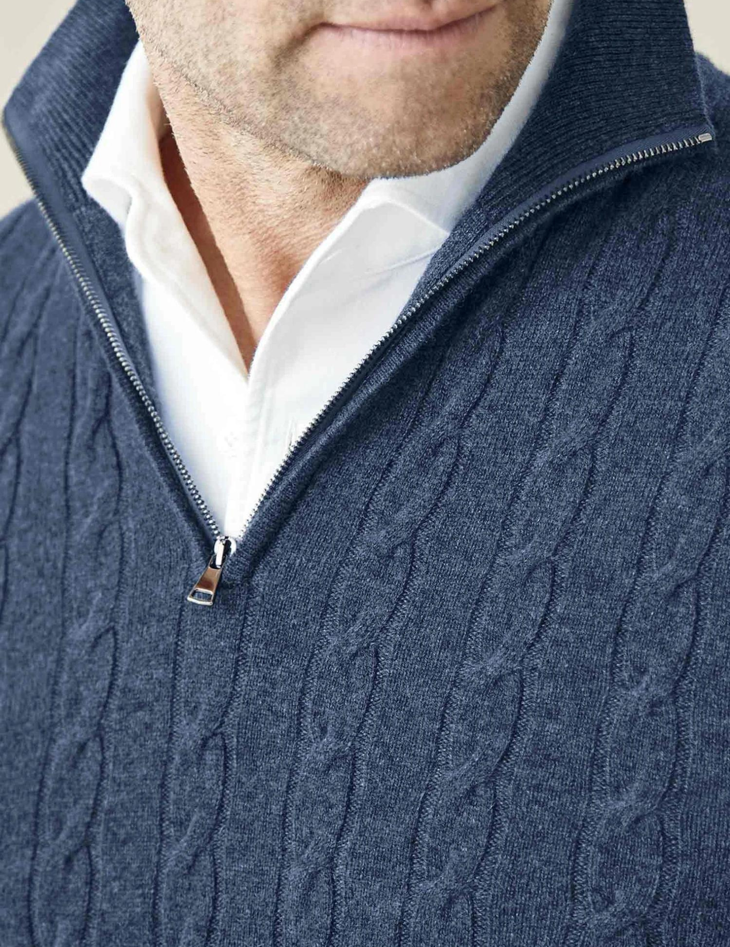 Half Zip Cable Knit Jumper | Classic Fit Pullover