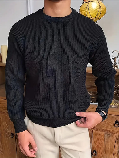 Knitted Crew Neck Jumper | Ribbed Long Sleeve Fit