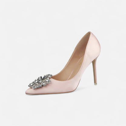 Elegant Stiletto Heels with Crystal Brooch