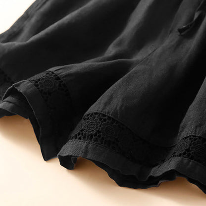 Drawstring Waist Lace Trim Shorts