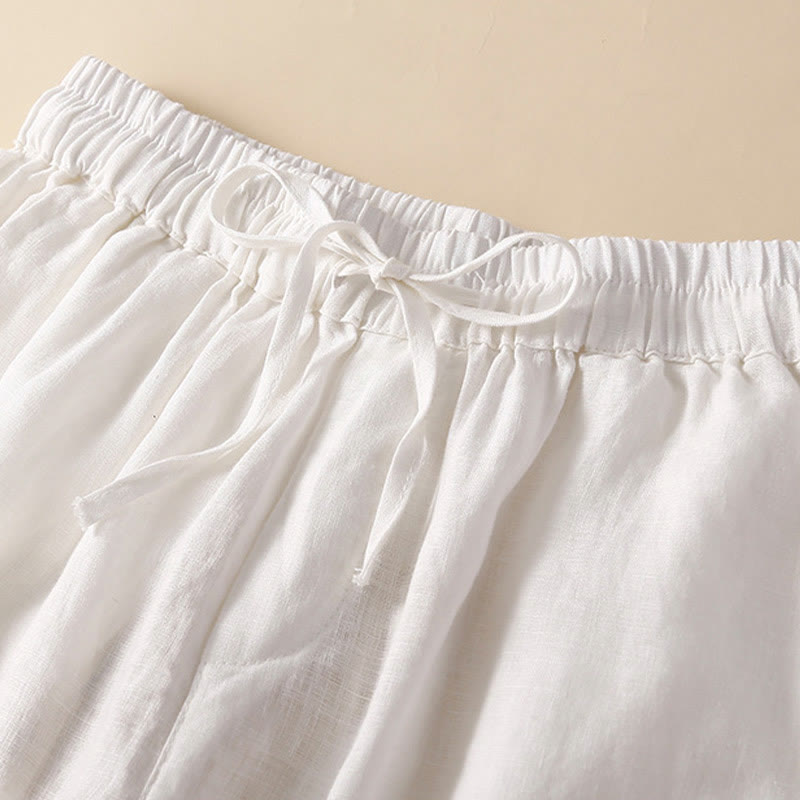 Drawstring Waist Lace Trim Shorts