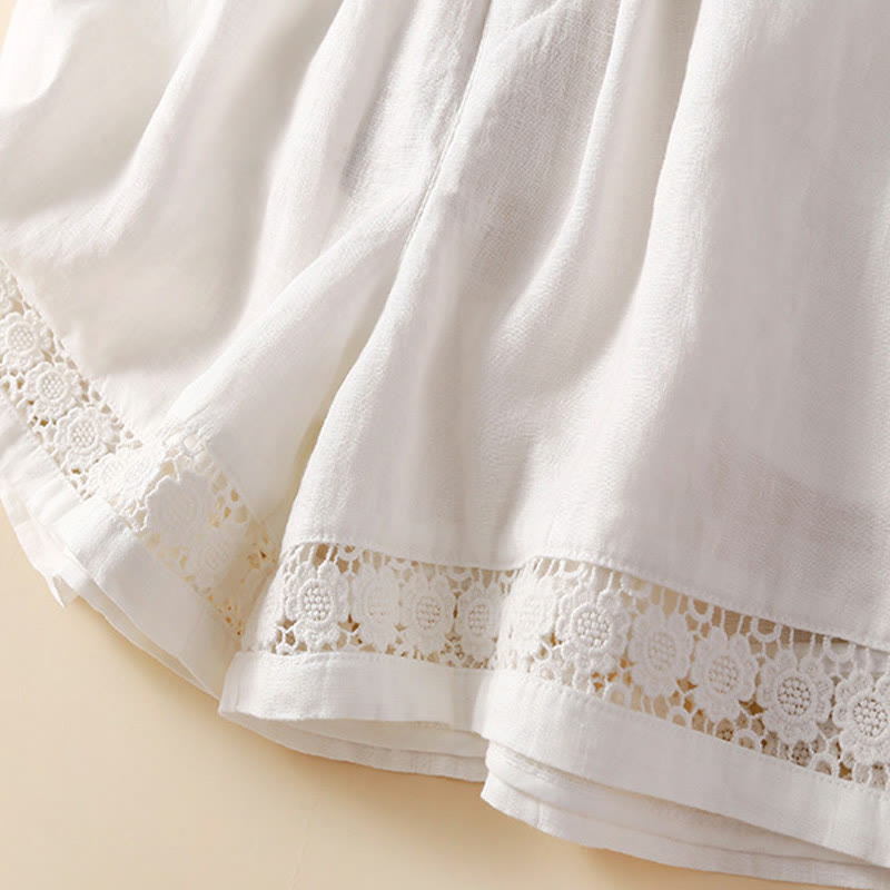 Drawstring Waist Lace Trim Shorts