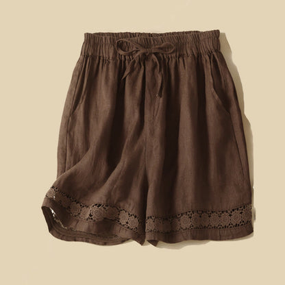 Drawstring Waist Lace Trim Shorts