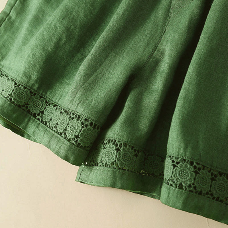 Drawstring Waist Lace Trim Shorts