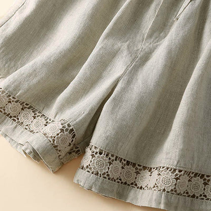 Drawstring Waist Lace Trim Shorts