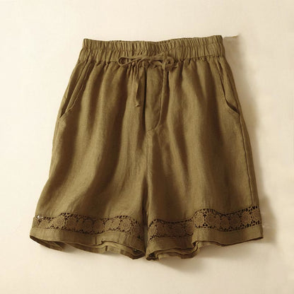 Drawstring Waist Lace Trim Shorts