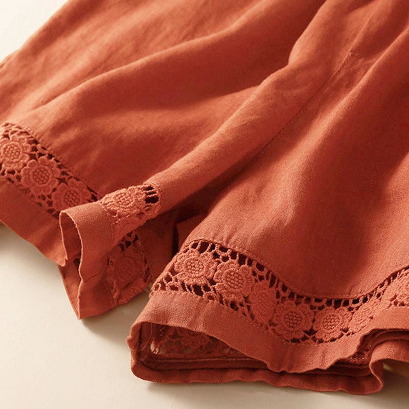 Drawstring Waist Lace Trim Shorts