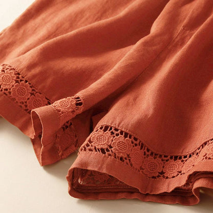 Drawstring Waist Lace Trim Shorts