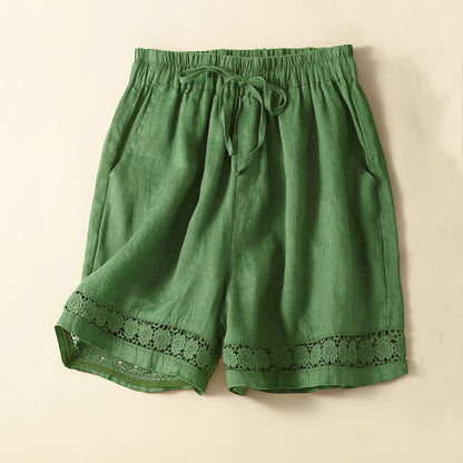 Drawstring Waist Lace Trim Shorts