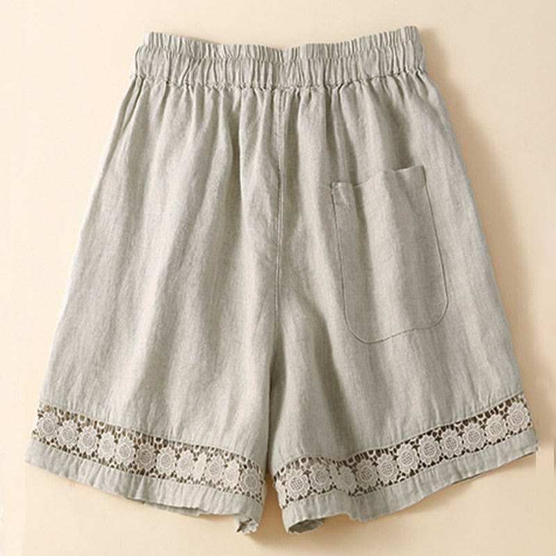 Drawstring Waist Lace Trim Shorts