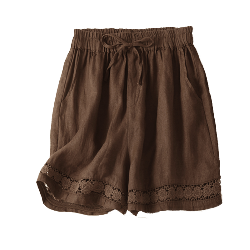 Drawstring Waist Lace Trim Shorts