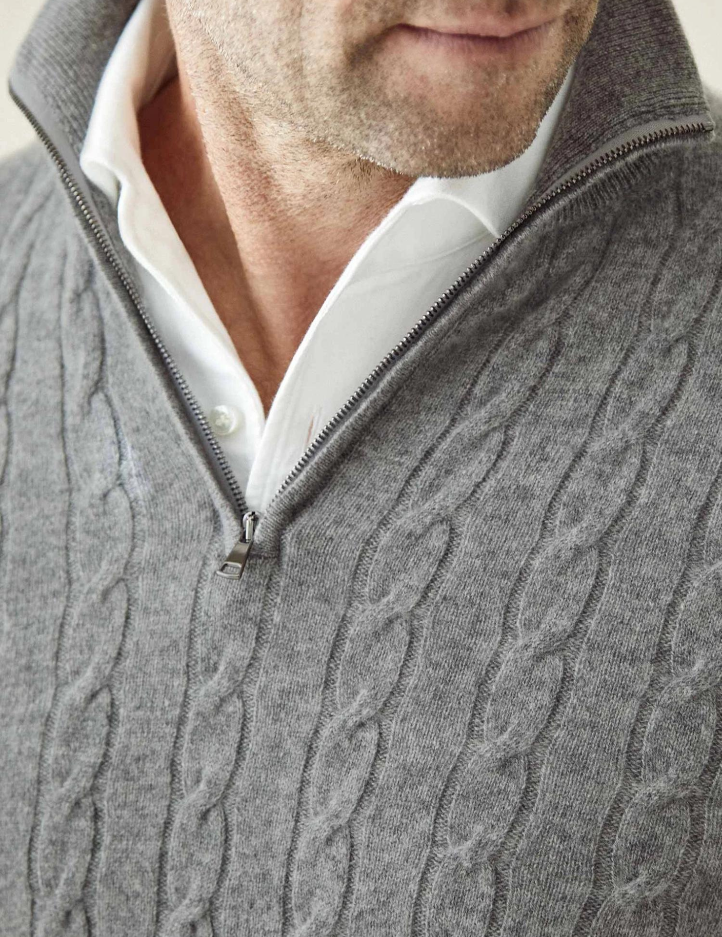 Half Zip Cable Knit Jumper | Classic Fit Pullover