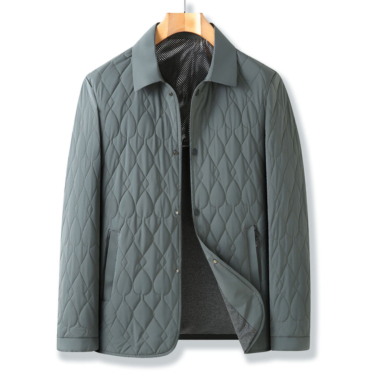 Collared Quilted Jacket Zip Front