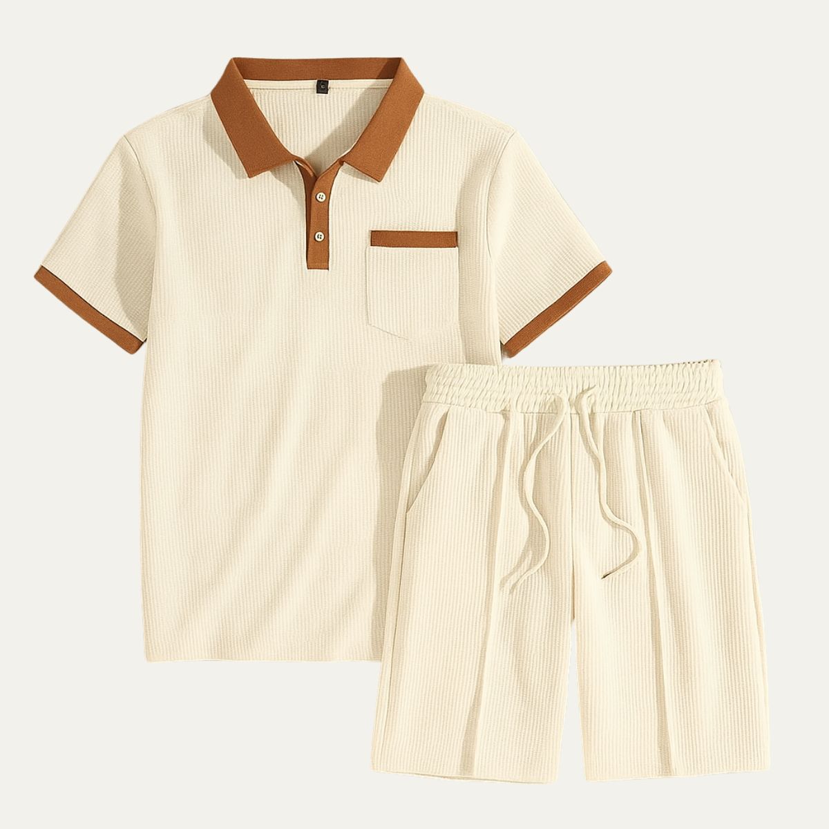 Men’s Waffle Polo Co-Ord Shorts Set