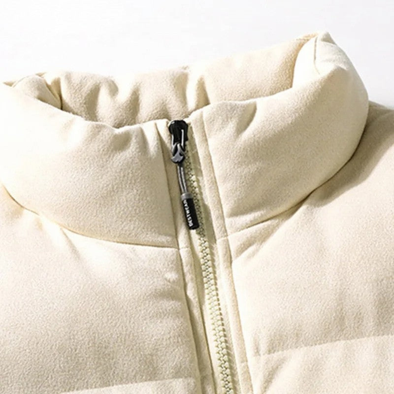 Puffer Vest Gilet Zip-Up Suede-Look