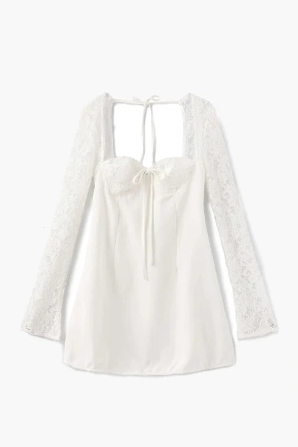 Women's Lace Long Sleeve Mini Dress