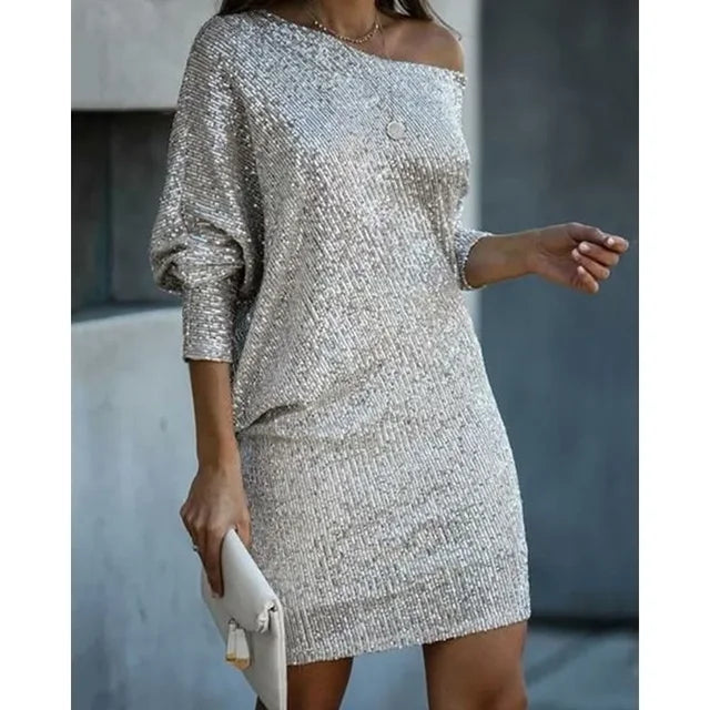Sequin Mini Dress | Long Sleeve with Relaxed Fit