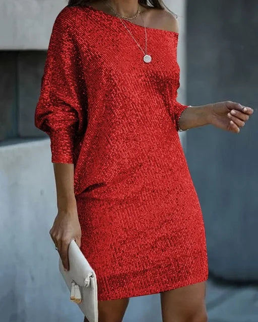 Sequin Mini Dress | Long Sleeve with Relaxed Fit