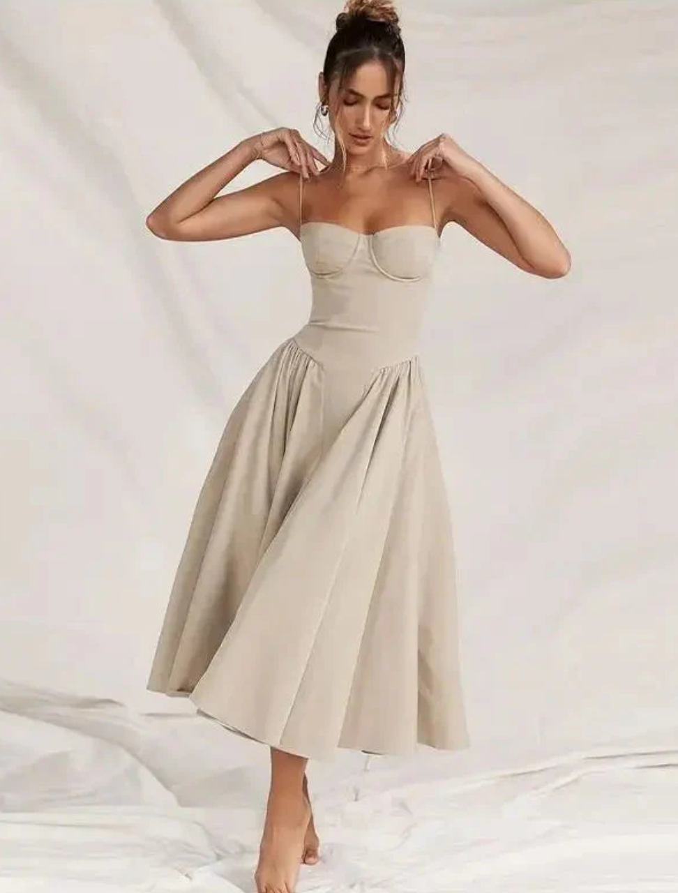 Women's Corset Strappy Wedding Guest Midi Dress