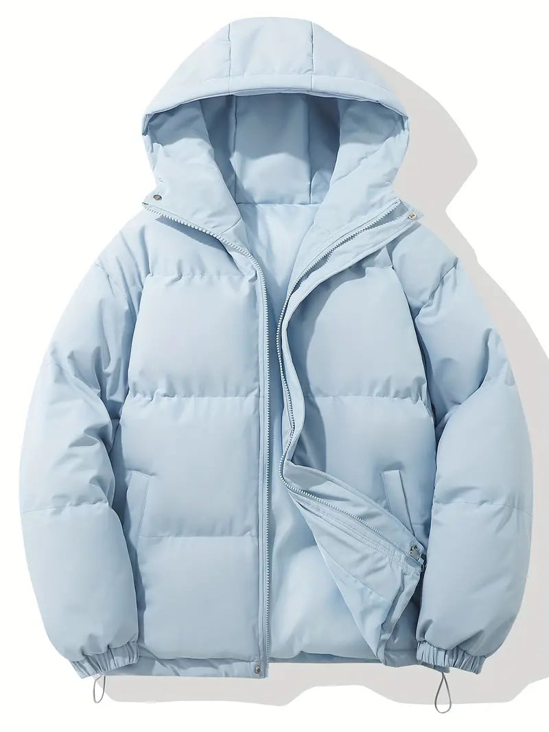 Padded Puffer Jacket | Hooded Zip Front for Cold Weather