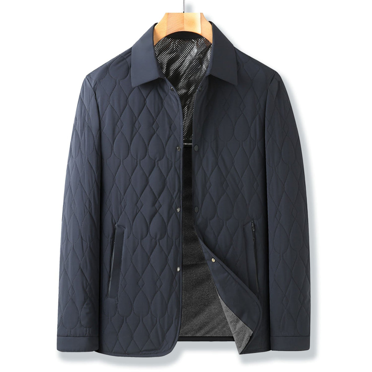 Collared Quilted Jacket Zip Front