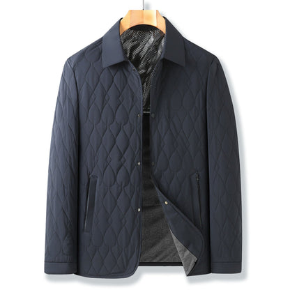Collared Quilted Jacket Zip Front
