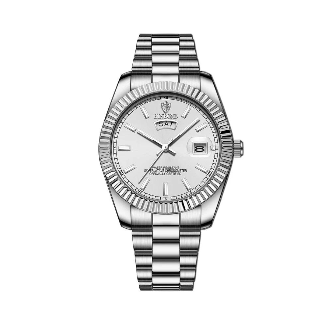 Classic Dress Watch | Day Date Dial with Fluted Bezel