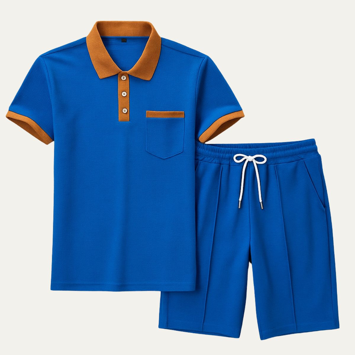 Men’s Waffle Polo Co-Ord Shorts Set