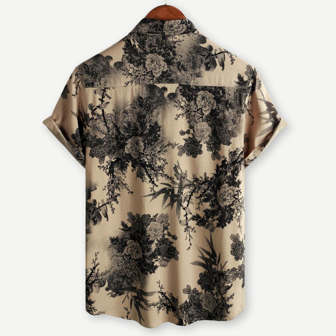 Men’s Stylish Japanese Print Short Sleeve Shirt